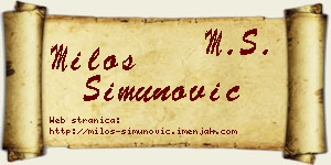 Miloš Simunović vizit kartica